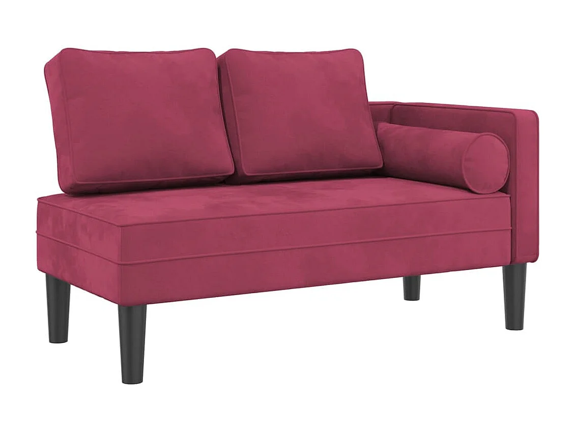 Clonlusk  Chaise longue met kussens fluweel wijnrood