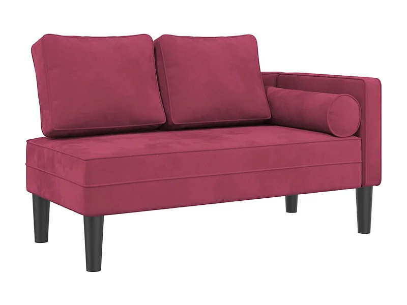 Clonlusk  Chaise longue met kussens fluweel wijnrood