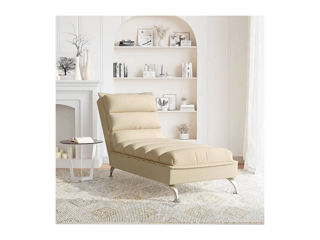 Saumur  Chaise longue avec coussins crème tissu