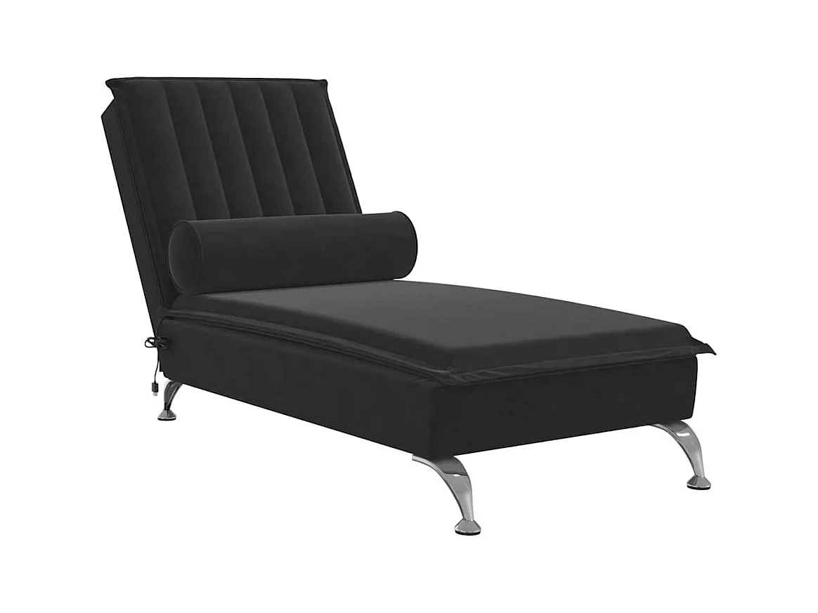 Kerrville  Chaise longue de massage avec traversin noir velours