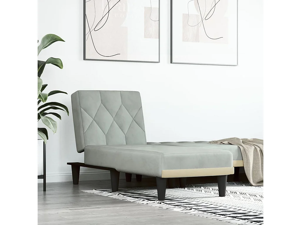 Sophie-Léonore  Chaise Longue in Velluto Grigio Caro