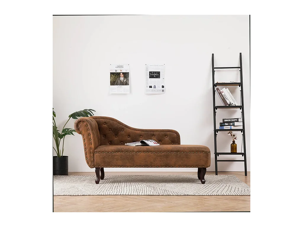 Cador  Chaiselongue Braun Wildleder-Optik