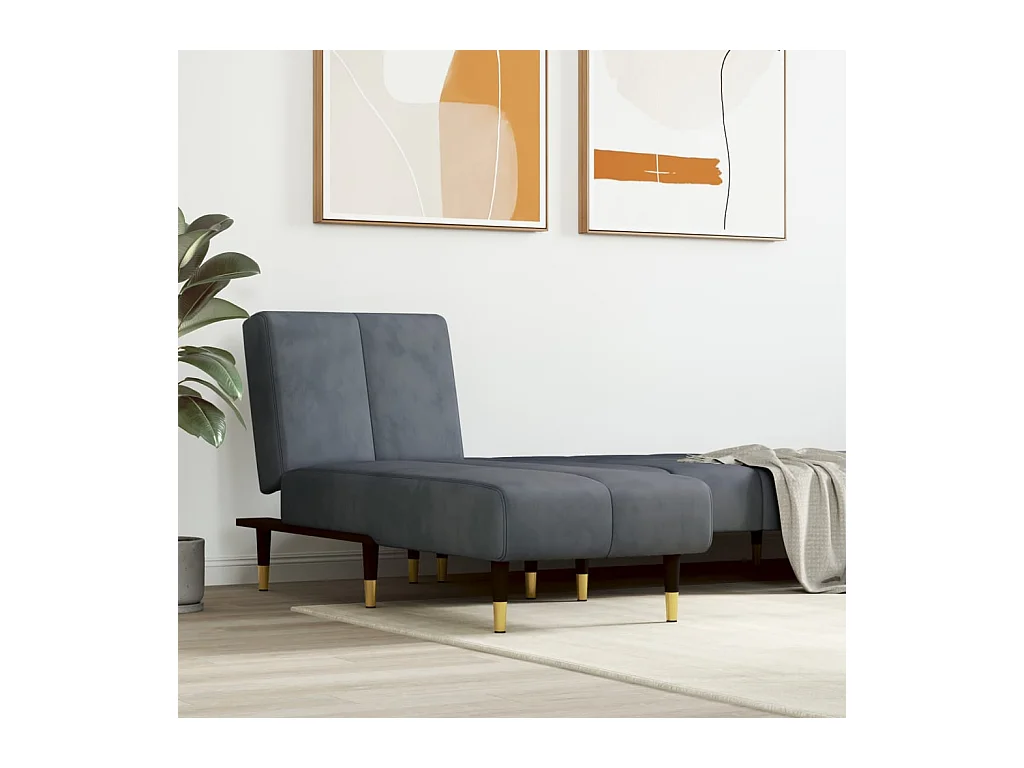 Claire-Noémie  Sofá diván de terciopelo gris oscuro