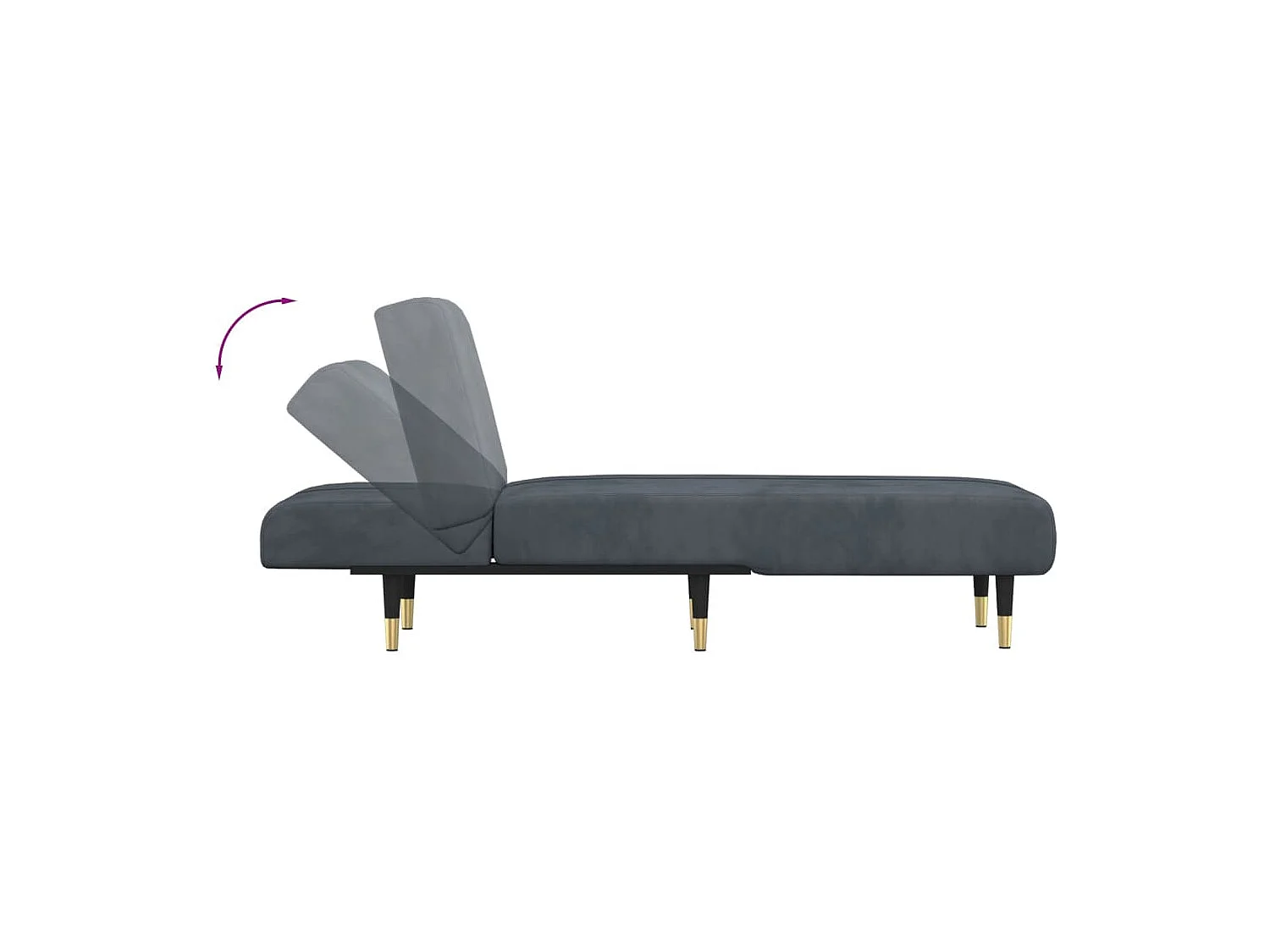 Claire-Noémie  Chaise longue gris foncé velours