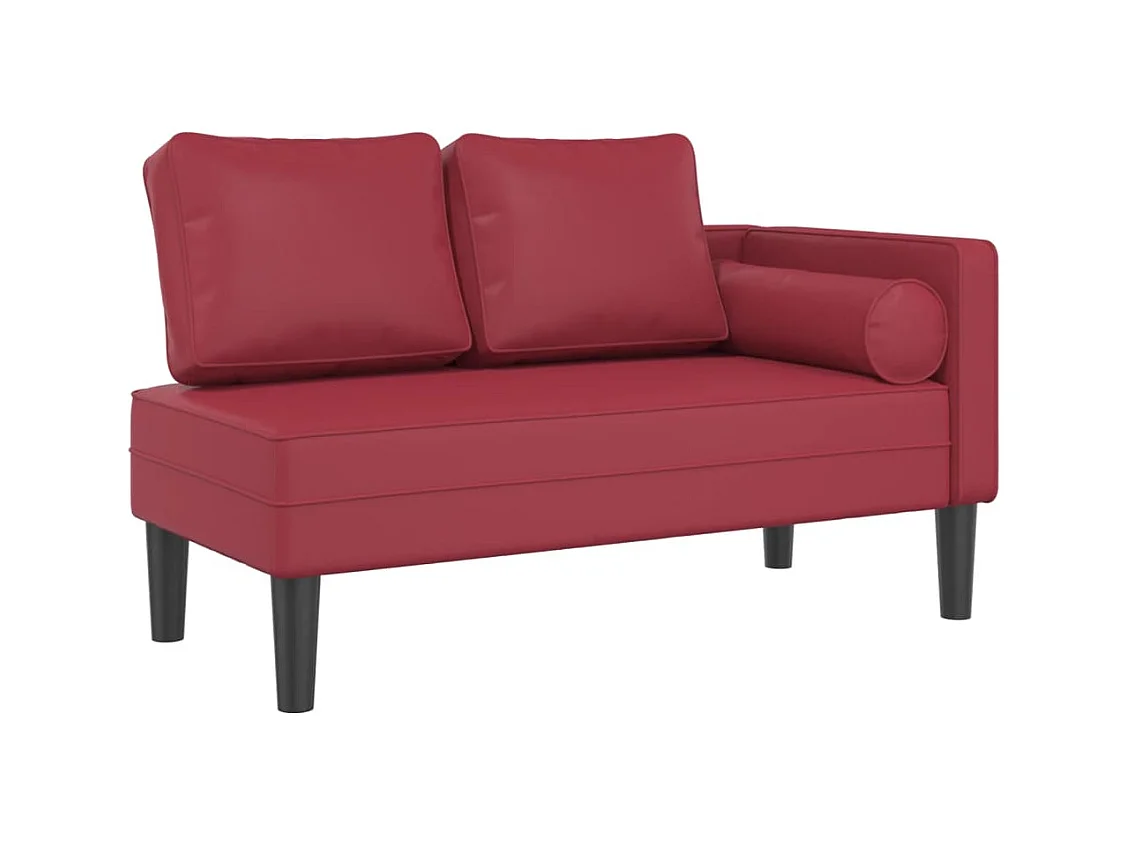 Chadron  Chaise longue met kussens kunstleer wijnrood