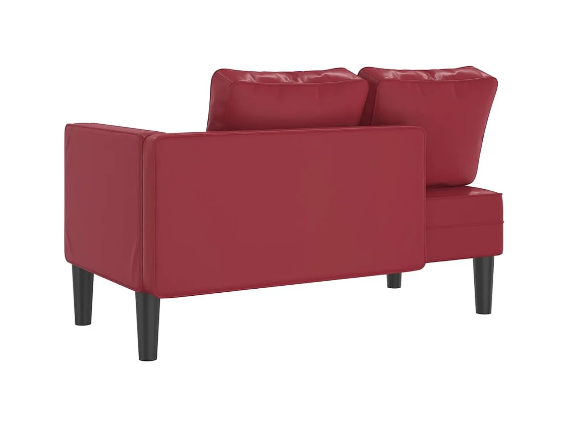 Chadron  Chaise longue avec coussins rouge bordeaux similicuir