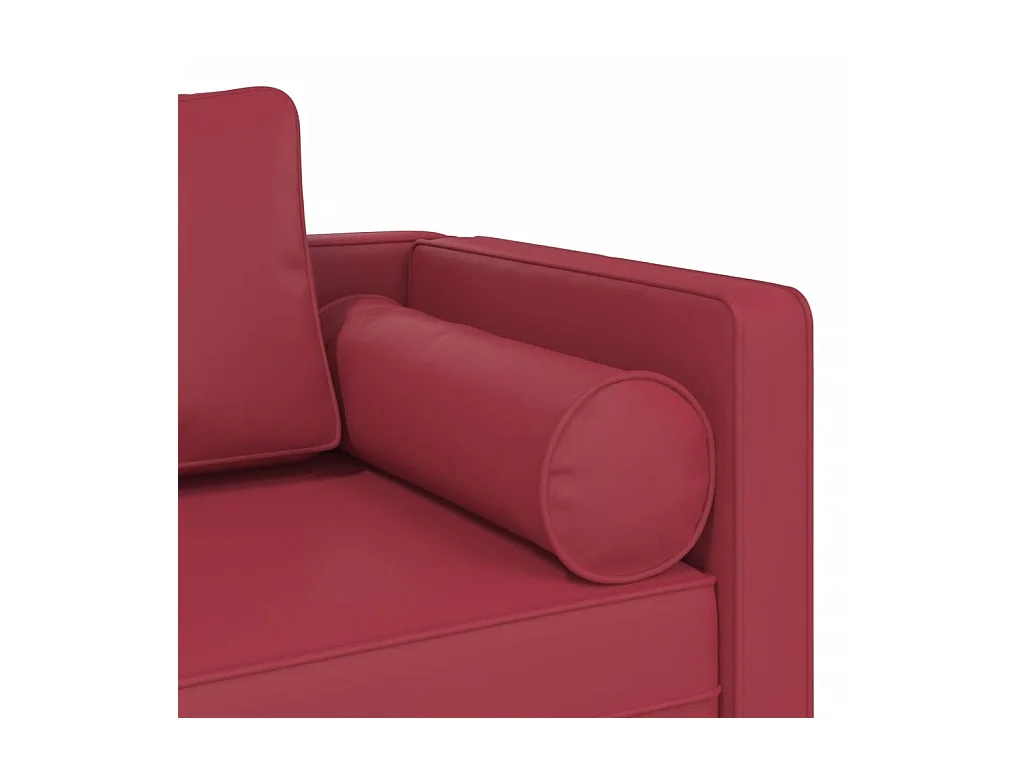 Chadron  Chaise longue avec coussins rouge bordeaux similicuir
