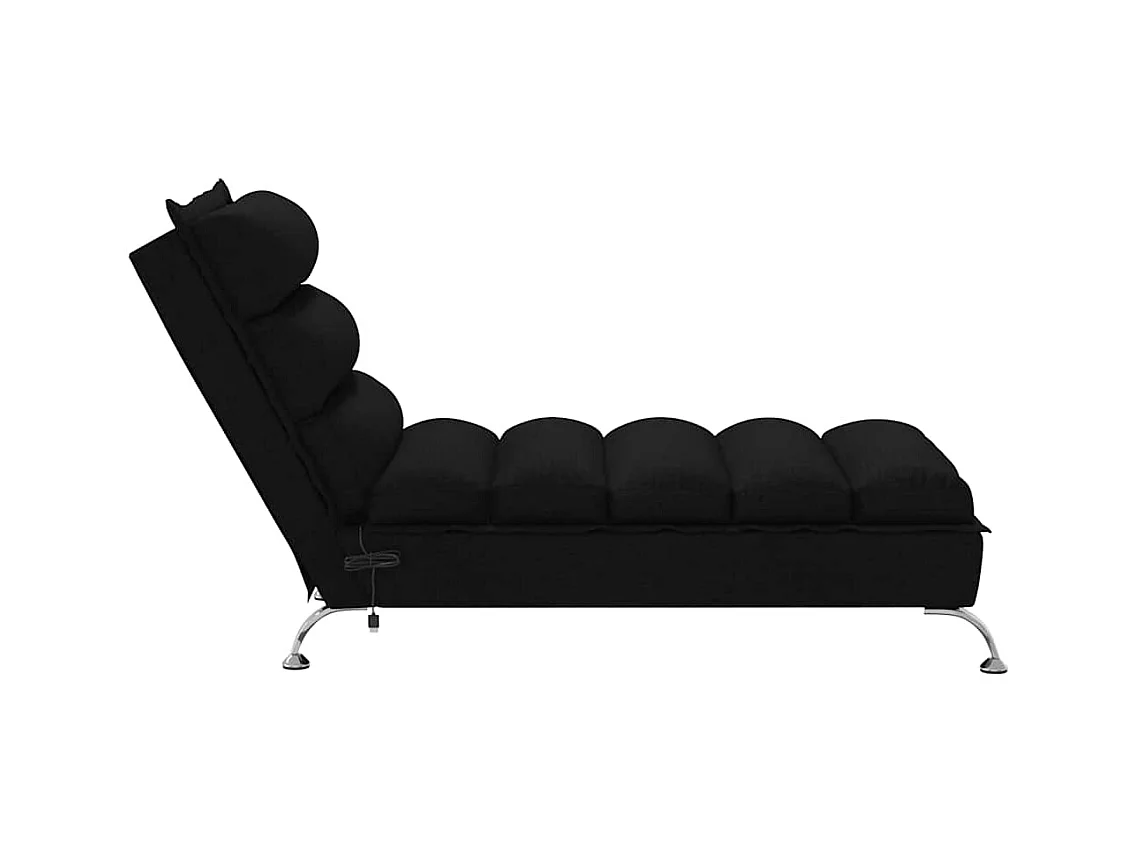 Saumur  Chaise longue de massage avec coussins noir tissu