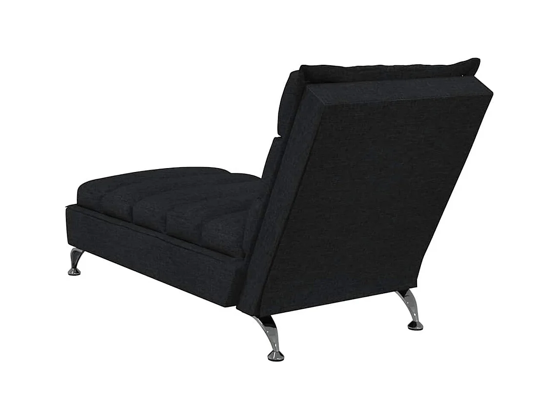 Saumur  Chaise longue de massage avec coussins noir tissu