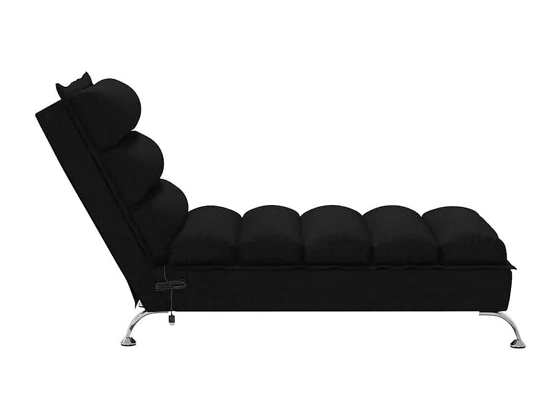 Saumur  Chaise longue de massage avec coussins noir tissu