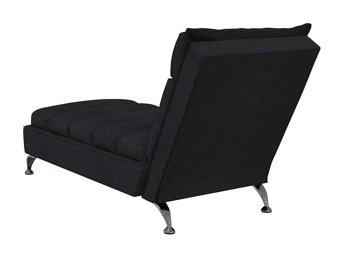 Saumur  Chaise longue de massage avec coussins noir tissu
