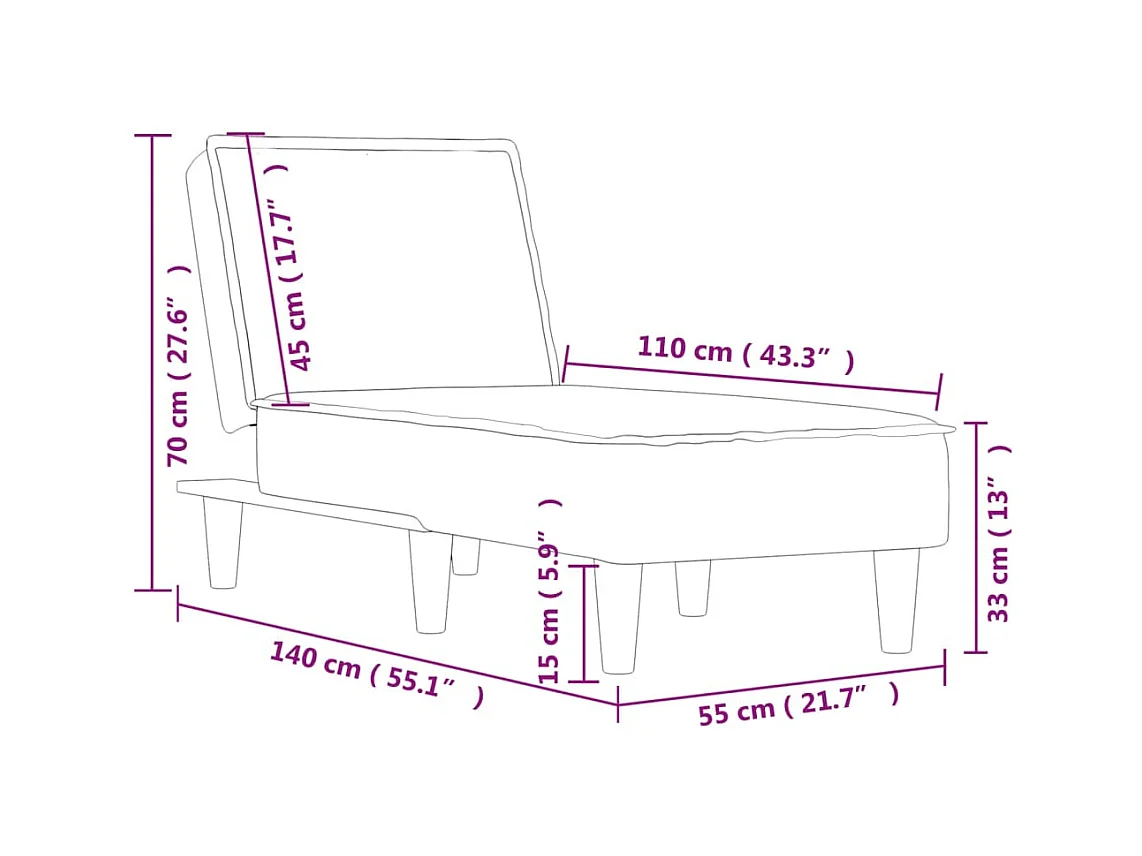 Trapani  Chaiselongue Hellgrau Stoff