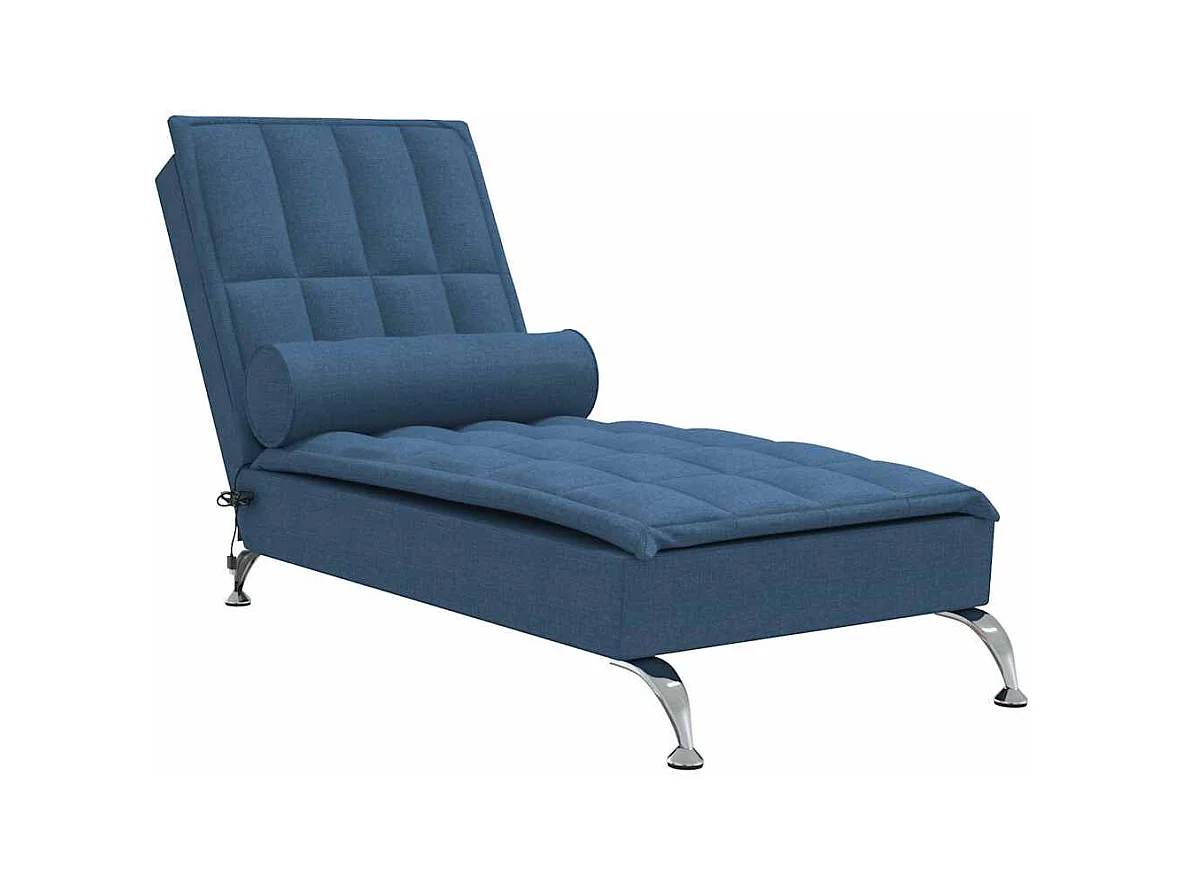 Yrin  Chaise longue de massage avec traversin bleu tissu