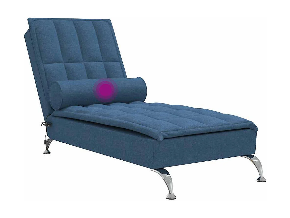Yrin  Chaise Longue Massaggi Cuscino a Rullo Blu in Tessuto