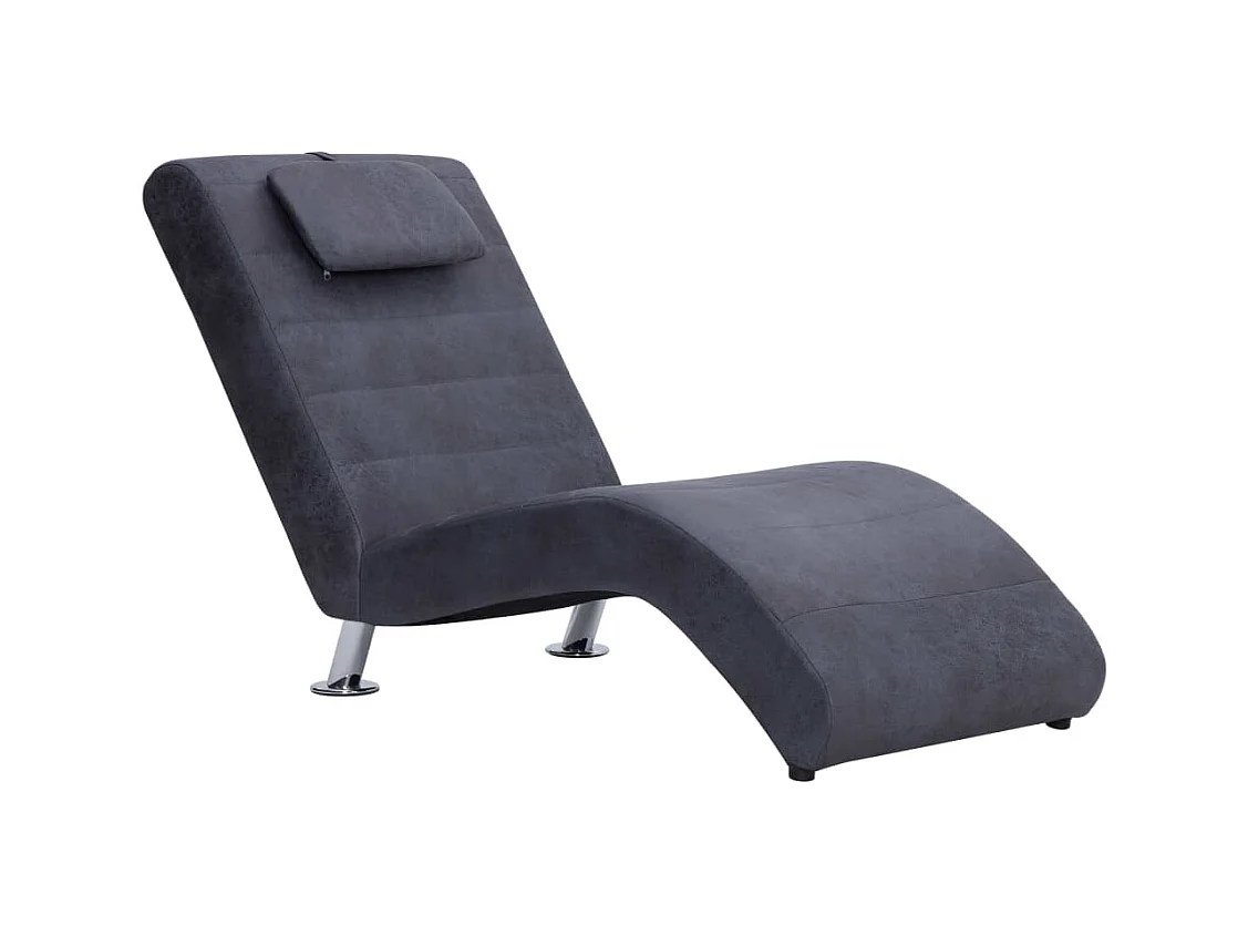 Wageningen  Chaise longue avec oreiller Gris Similicuir daim