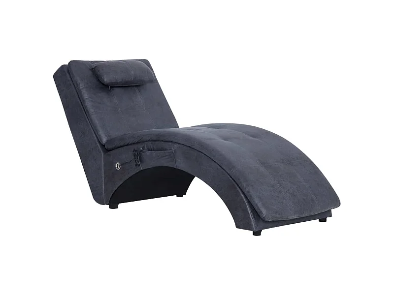 Calcium  Massage Chaiselongue mit Kissen Grau Wildleder-Optik