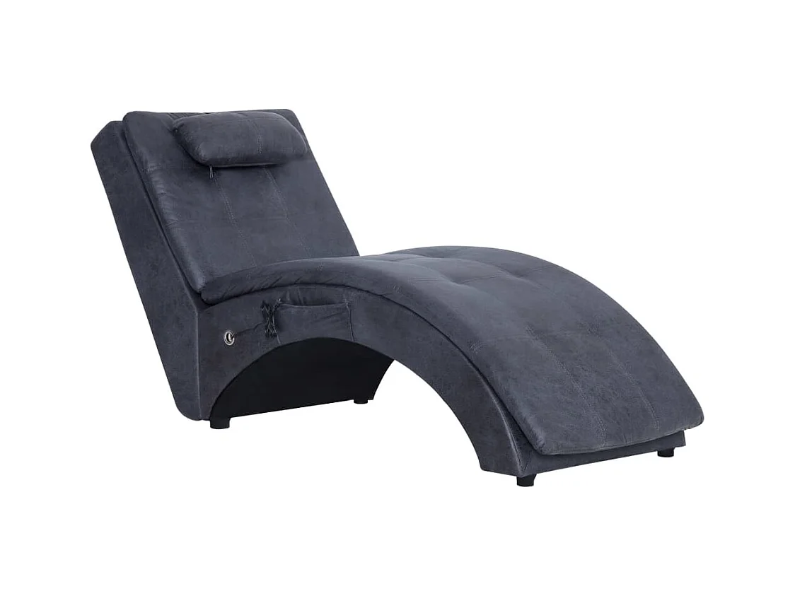 Calcium  Chaise longue de massage avec oreiller Gris Similicuir daim