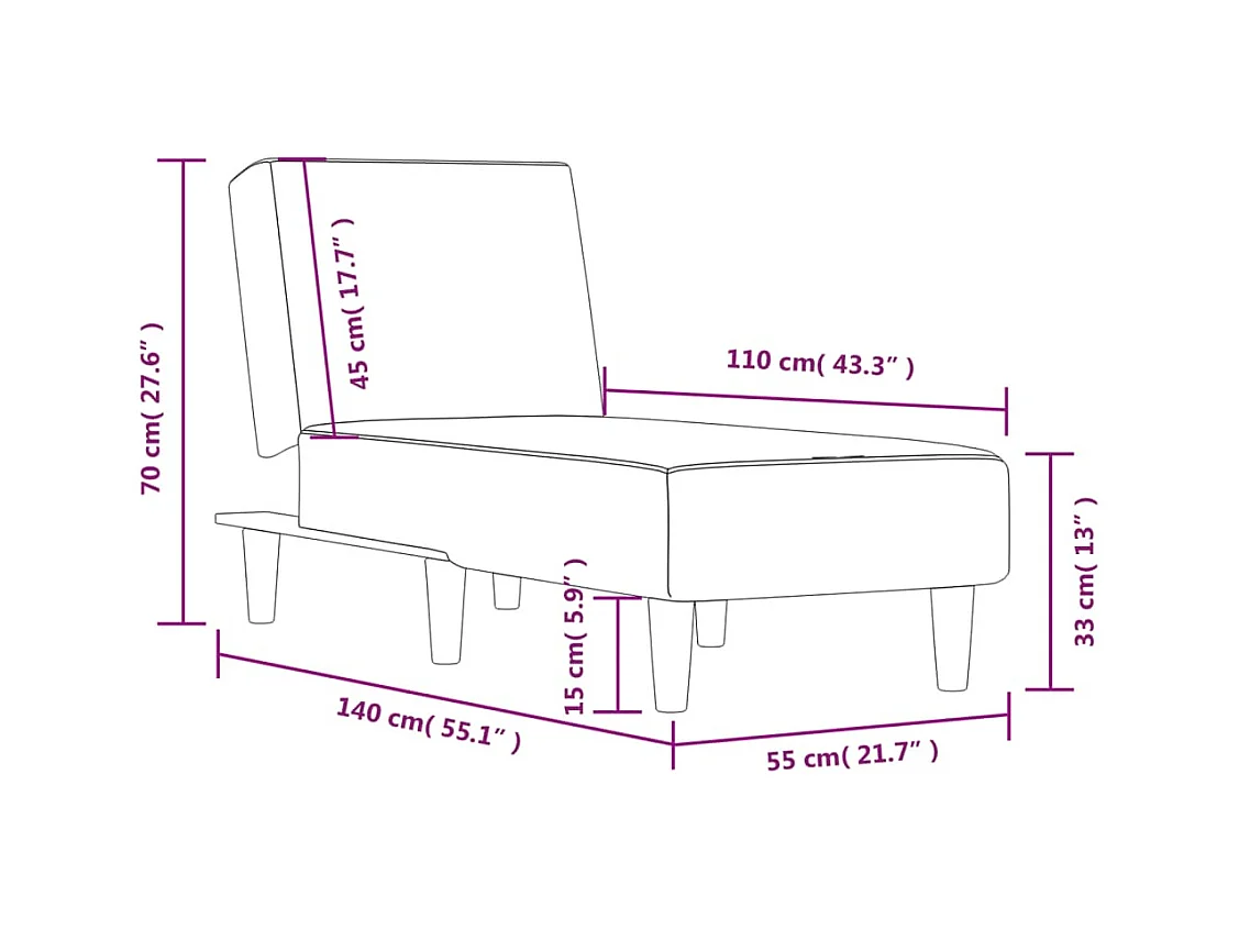 Périgueux  Chaise longue gris foncé tissu