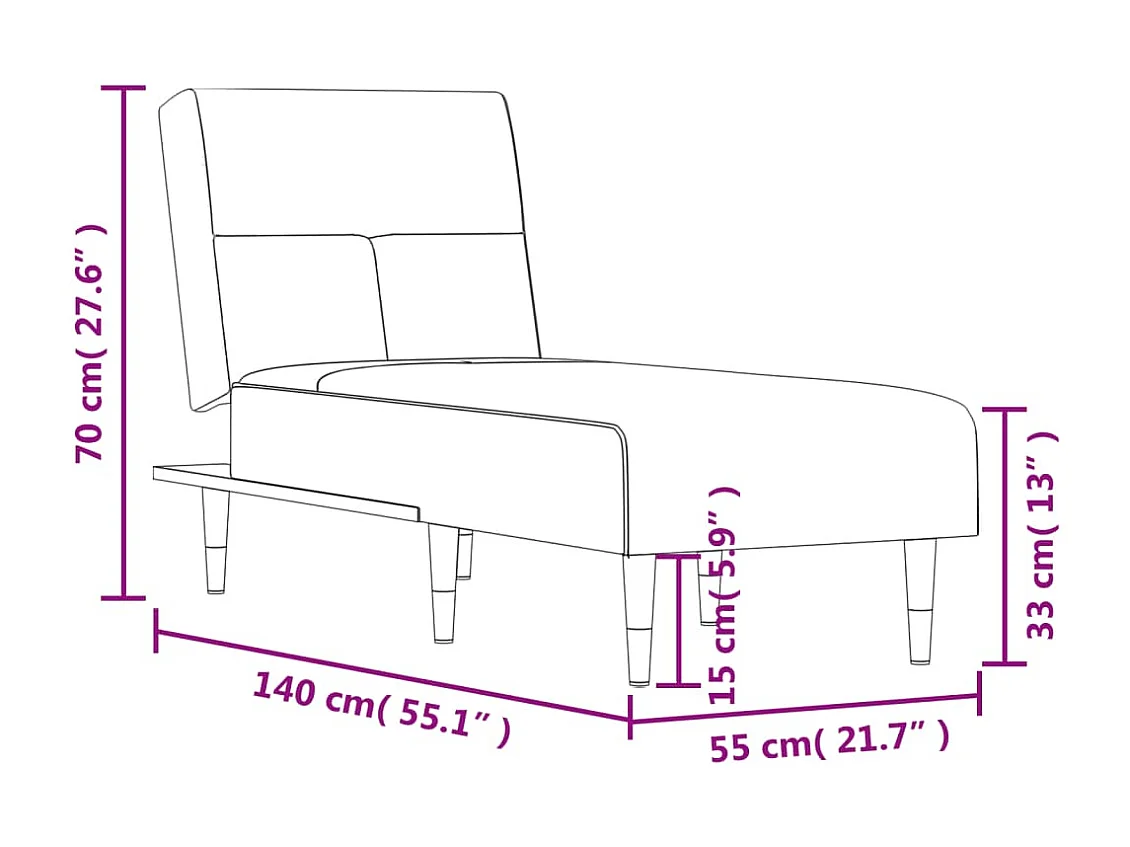Alfta  Chaiselongue Hellgrau Samt