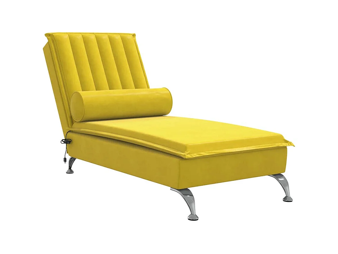 Kerrville  Chaise longue de massage avec traversin jaune velours