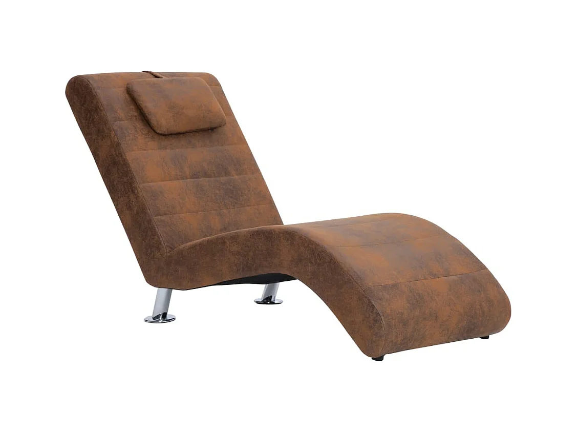 Wageningen  Chaise longue avec oreiller marron Similicuir daim