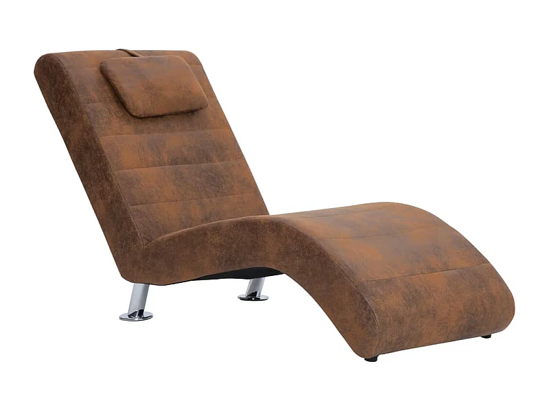 Wageningen  Chaise longue met kussen kunstsuède bruin
