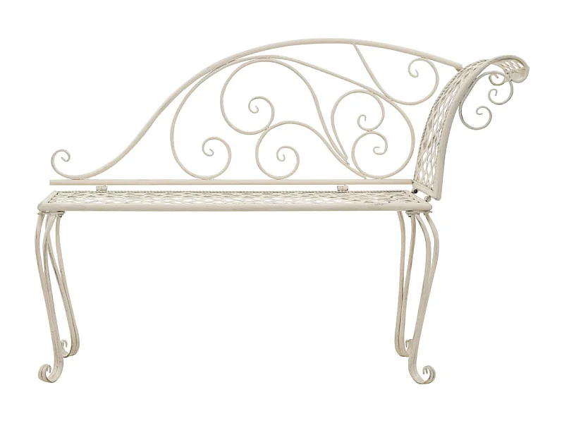 Malå  Sdraio da Giardino 128 cm in Metallo Anticato Bianco