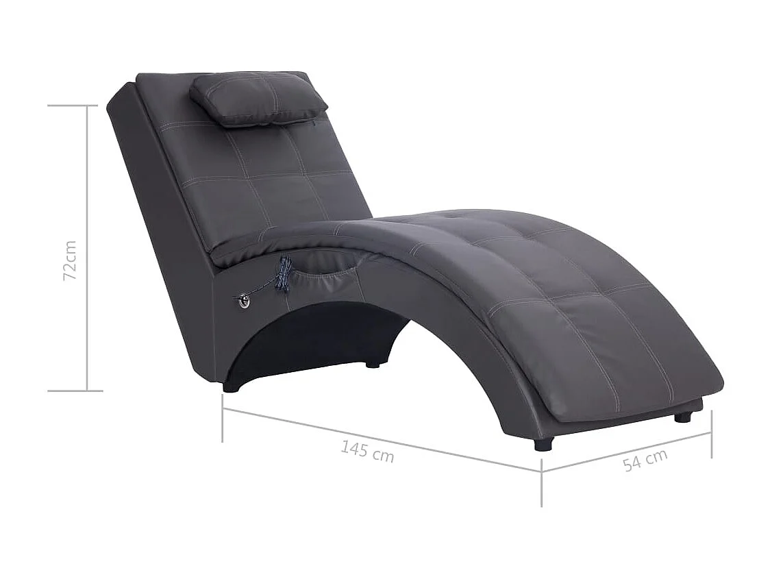 Dagar  Massage Chaiselongue mit Kissen Grau Kunstleder