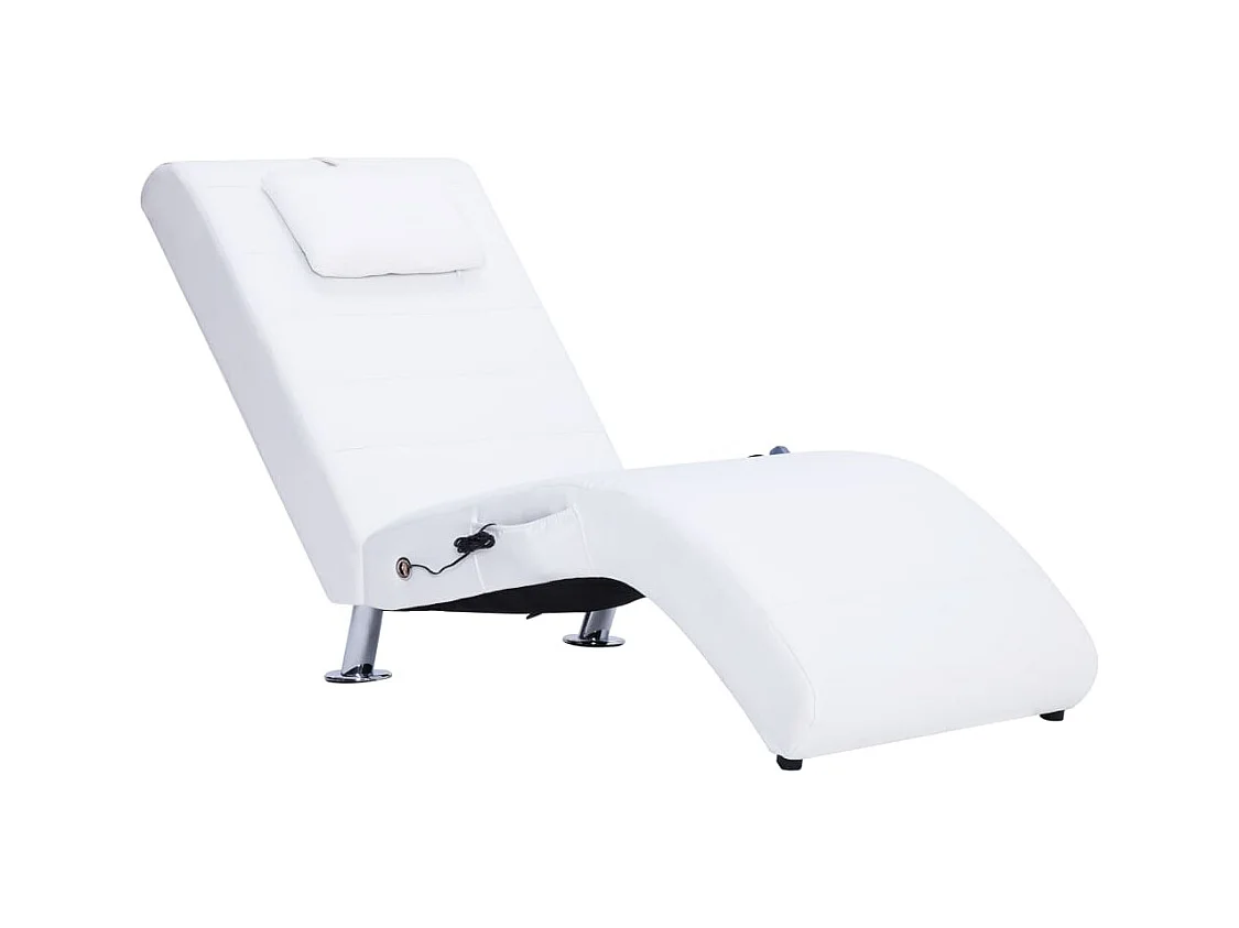 Fjorin  Massage chaise longue met kussen kunstleer wit