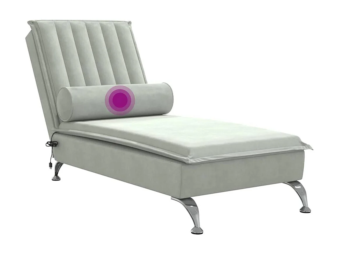 Kerrville  Massage chaise longue met bolster fluweel lichtgrijs