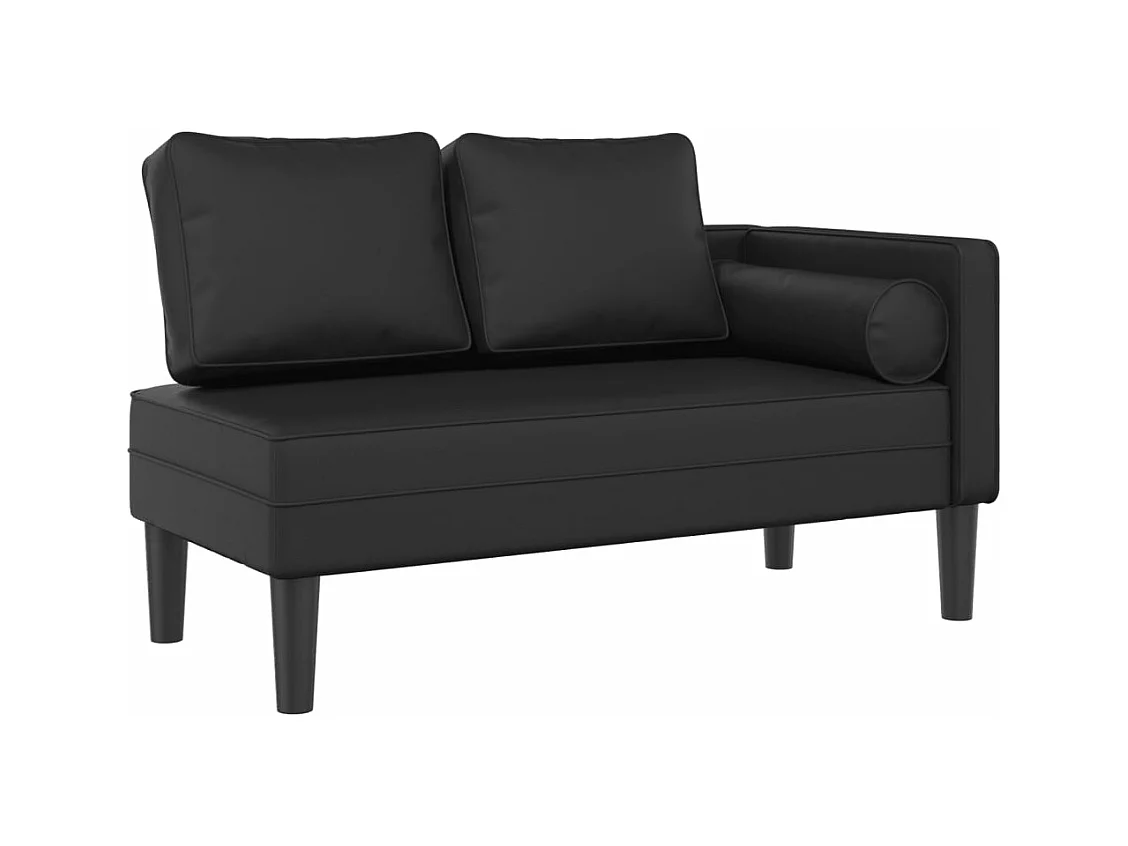 Chadron  Chaise longue avec coussins noir similicuir