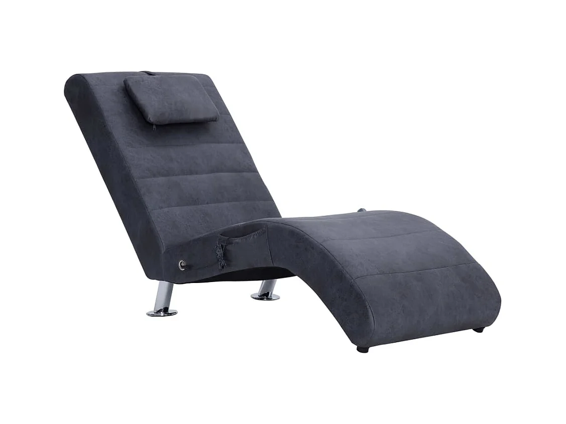 Blytheville  Chaise longue de massage avec oreiller Gris Similicuir daim