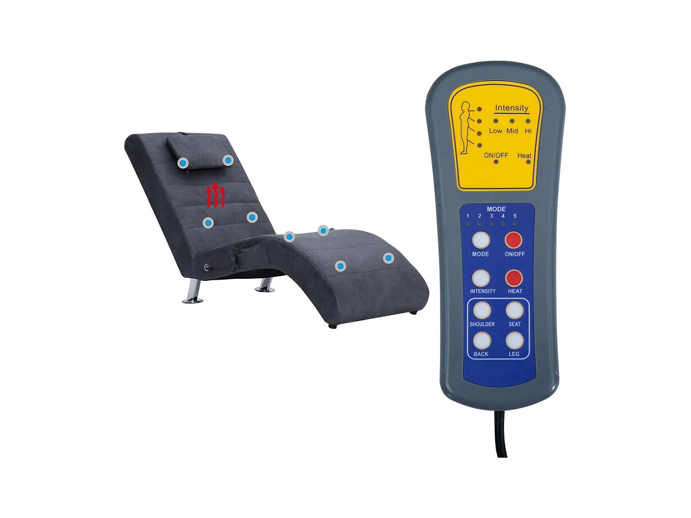 Blytheville  Massage Chaiselongue mit Kissen Grau Wildleder-Optik