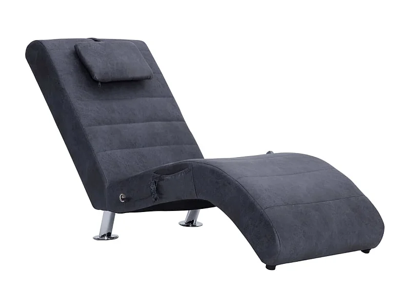 Blytheville  Chaise longue de massage avec oreiller Gris Similicuir daim