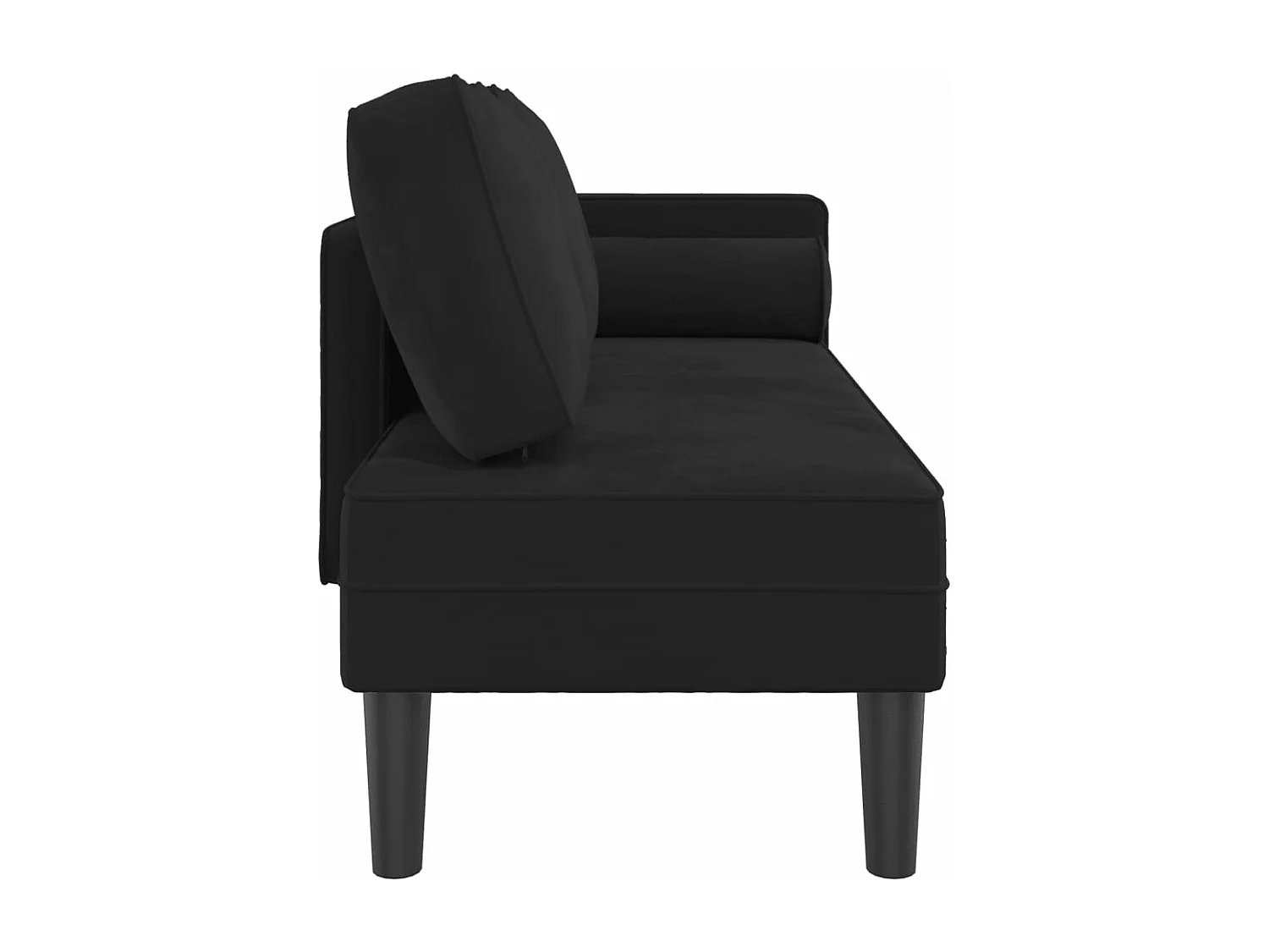 Clonlusk  Chaise longue avec coussins noir velours