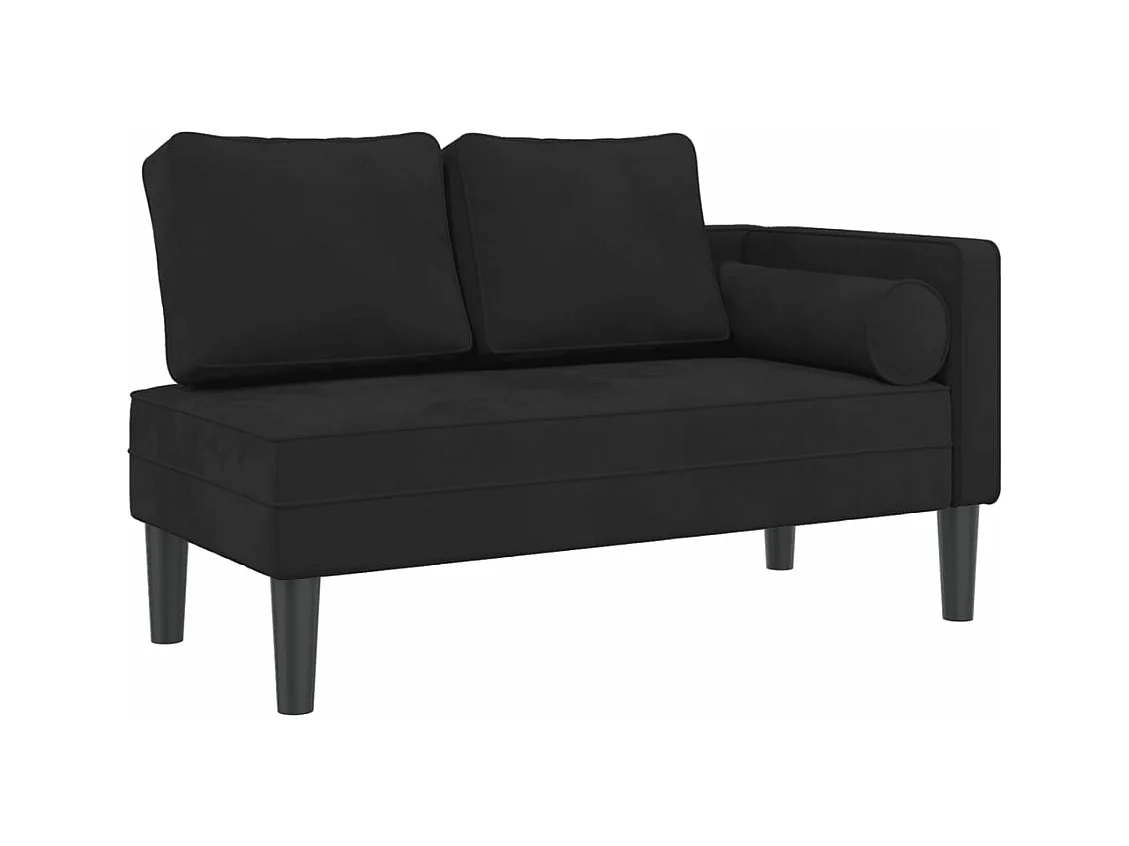 Clonlusk  Chaise longue avec coussins noir velours
