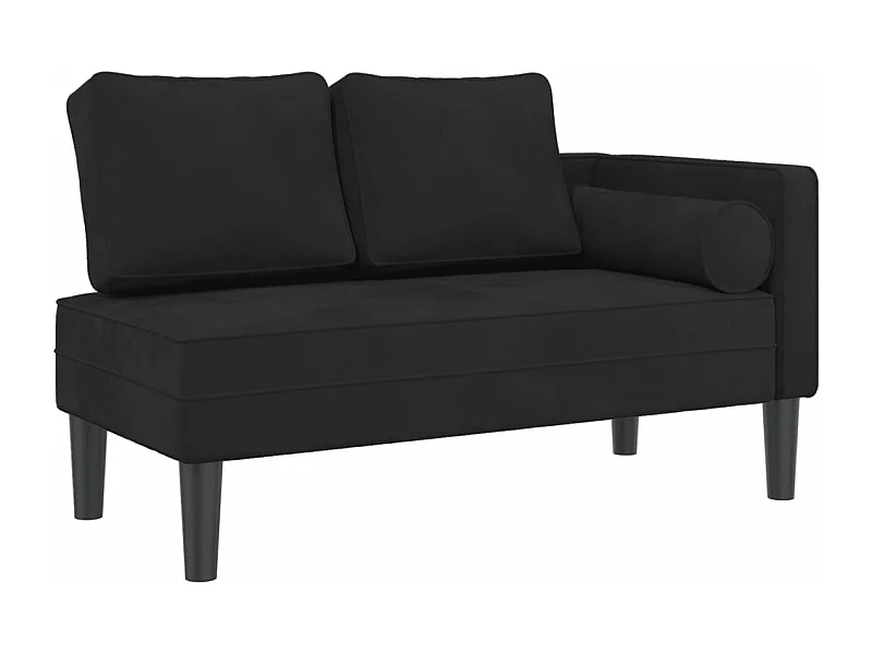 Clonlusk  Chaise longue avec coussins noir velours