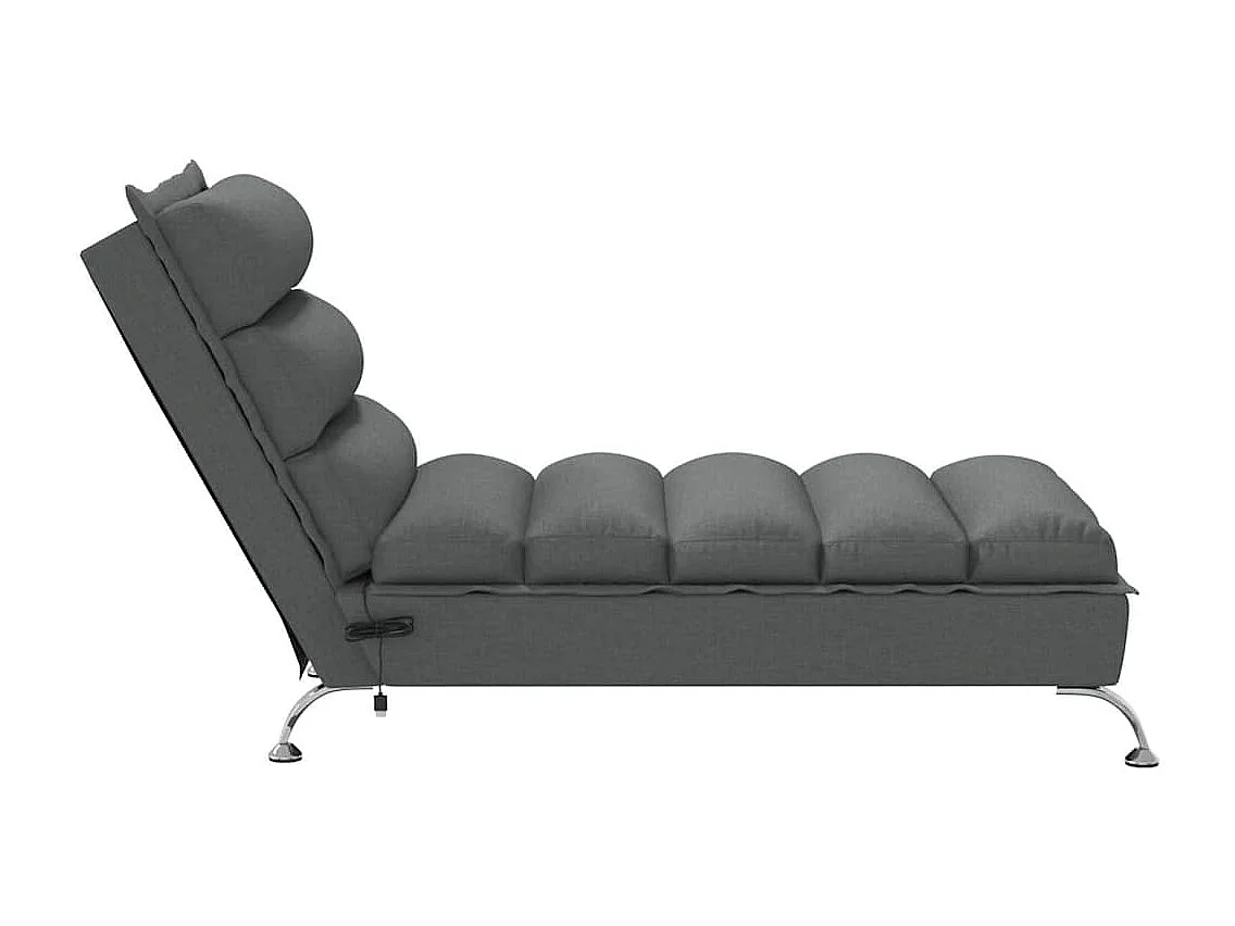 Saumur  Chaise Longue Massaggi con Cuscini Grigio Scuro in Tessuto