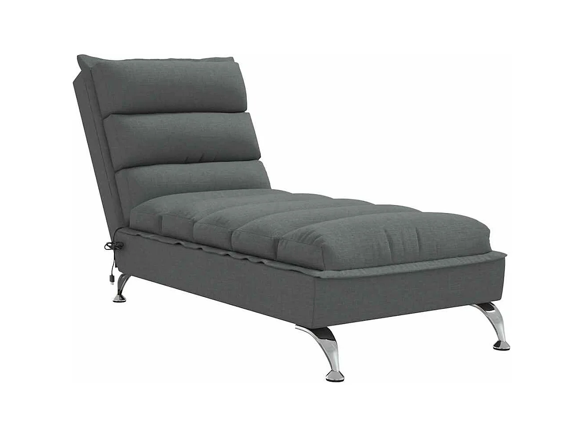 Saumur  Chaise longue de massage avec coussins gris foncé tissu