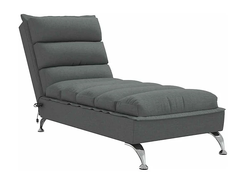 Saumur  Chaise longue de massage avec coussins gris foncé tissu