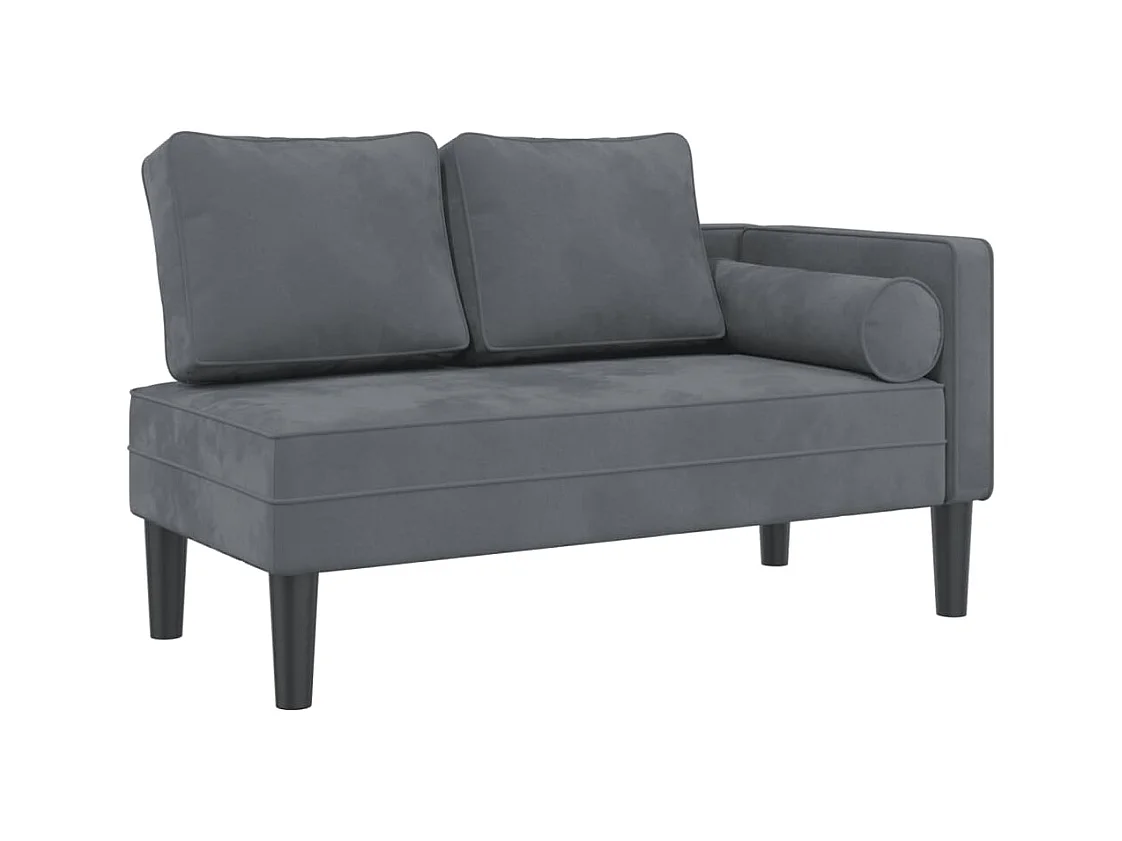 Clonlusk  Chaise longue avec coussins gris foncé velours