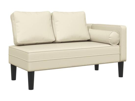 vente unique Prolenta Premium - Chaise longue avec coussins crème similicuir