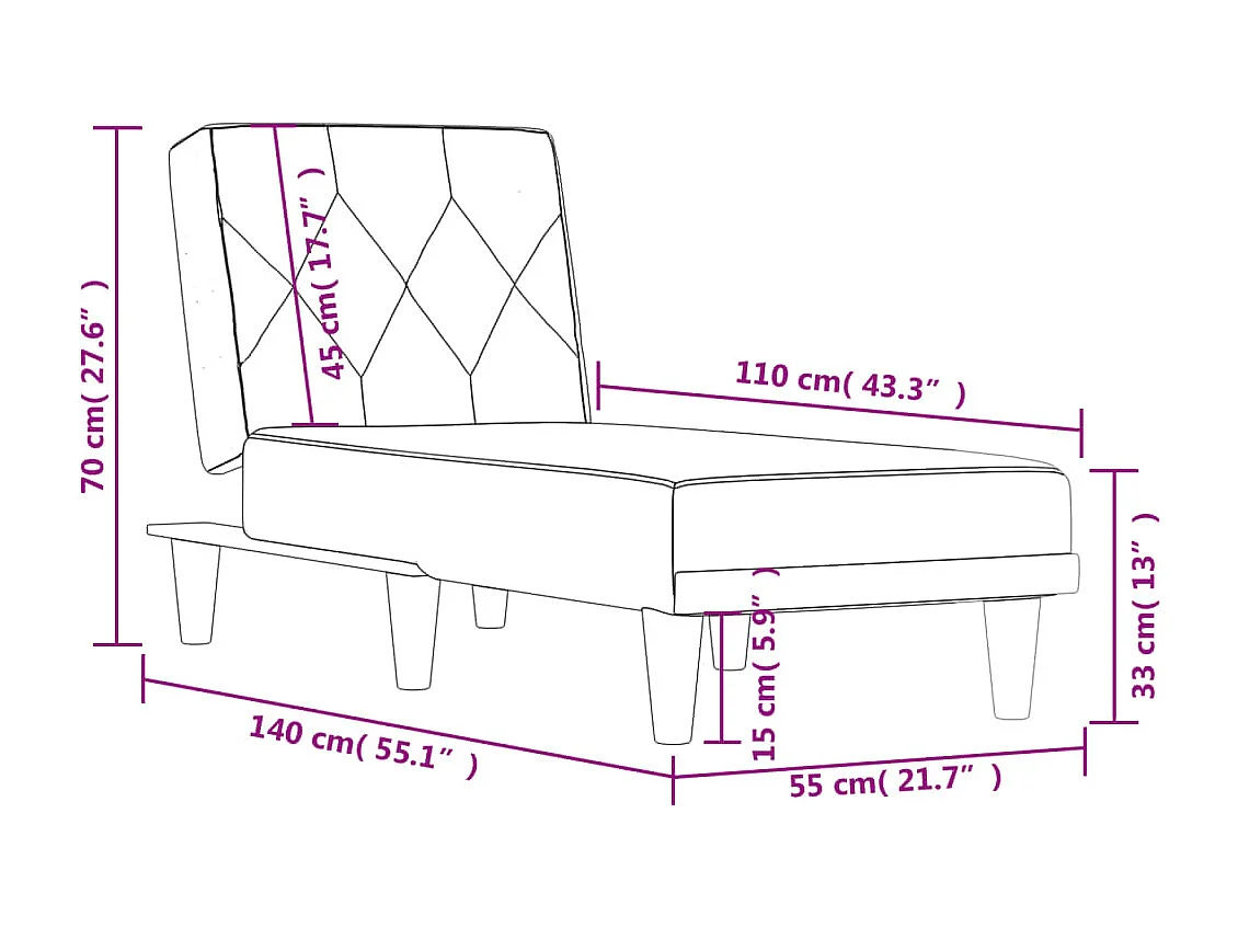 Brent Wayne  Chaise longue noir tissu