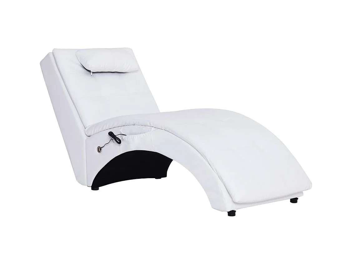 Dagar  Chaise longue de massage avec oreiller Blanc Similicuir