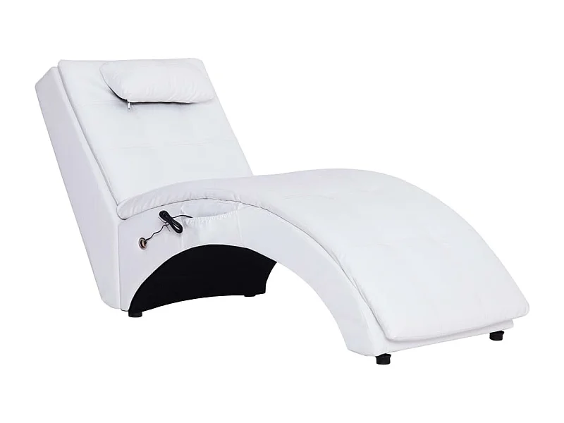 Dagar  Massage chaise longue met kussen kunstleer wit
