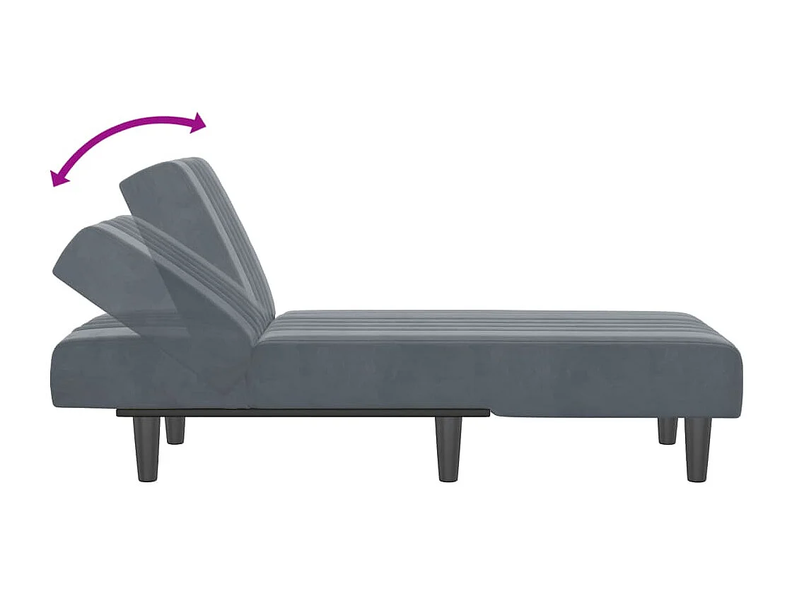 Helka  Chaise longue gris foncé velours