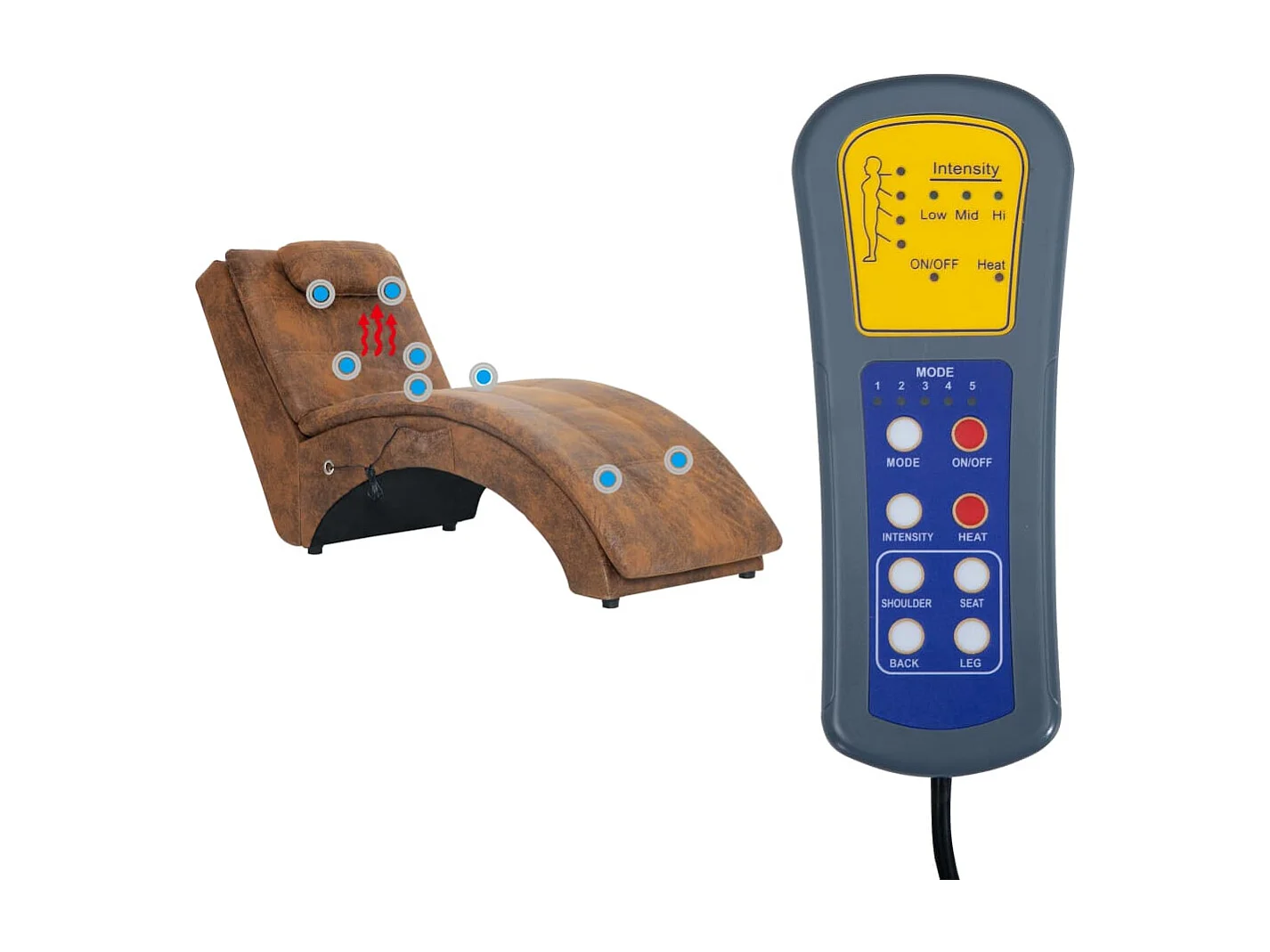 Calcium  Massage chaise longue met kussen kunstsuède bruin