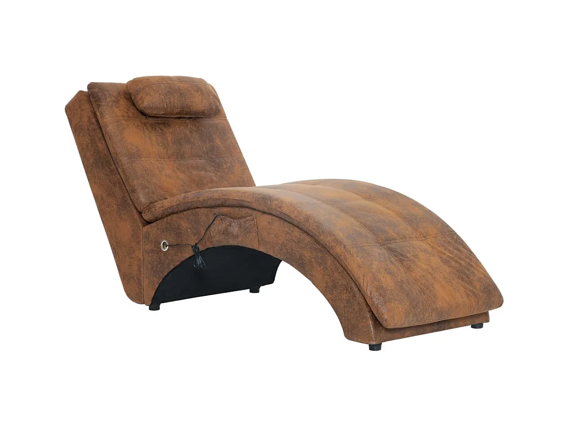 Calcium  Chaise longue de massage avec oreiller Marron Similicuir daim