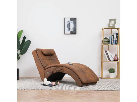 vente unique Prolenta Premium - Chaise longue de massage avec oreiller Marron Similicuir daim