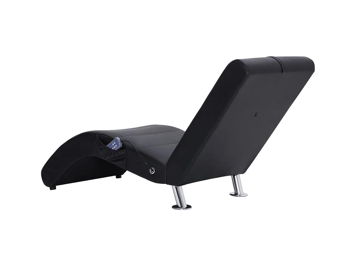 Fjorin  Massage chaise longue met kussen kunstleer zwart